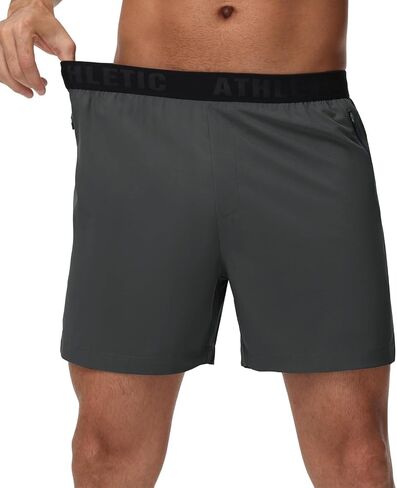 GymBrave Men's 5 inch Athletic Running Shorts with Zipper Pockets Lightweight Quick Dry Workout Gym Shorts for Men in Saudi Arabia