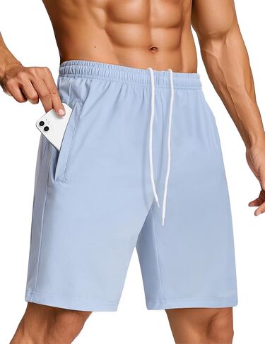 SILKWORLD Men's Quick Dry Athletic Running Shorts with Zipper Pockets 7" Stretch Gym Workout Training Shorts in Saudi Arabia