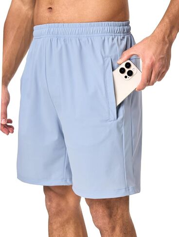 SILKWORLD Men's Quick Dry Athletic Running Shorts with Zipper Pockets 7" Stretch Gym Workout Training Shorts in Saudi Arabia