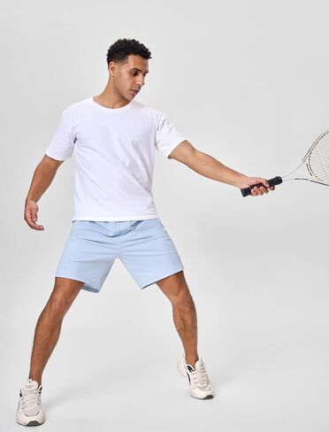 SILKWORLD Men's Quick Dry Athletic Running Shorts with Zipper Pockets 7" Stretch Gym Workout Training Shorts in Saudi Arabia