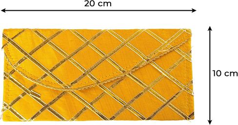 Handmade Purse WalletHand Stitched Traditional Ethnic Golden Work Special Occasion and Gifting (Yellow - 7.5"x5") in Saudi Arabia