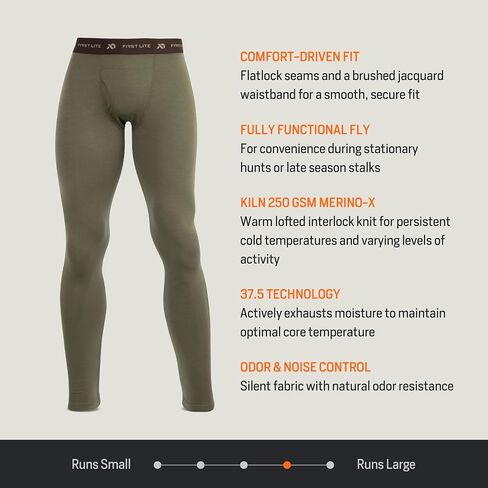 First Lite Men's Kiln Long John - Merino Merino Wool Hunting Base Layer in Kuwait