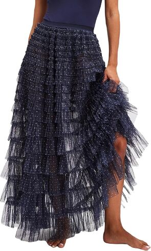 Uaurorao Women Tulle Slip Maxi Skirt Skirt كشكش تنورة زلة الدانتيل من خلال ترنح توتو توتو. in Kuwait