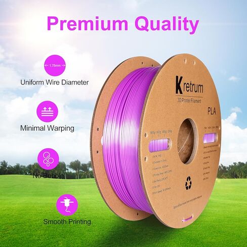 خيوط طابعة ثلاثية الأبعاد تتوهج في الظلام PLA 1.75 مم دقة الأبعاد +/- 0.02 مم 1 كجم 2.2 رطل بكرة لامعة أنيقة مناسبة على نطاق واسع لمعظم طابعات FDM ثلاثية الأبعاد تتوهج باللون الأرجواني الداكن in Kuwait