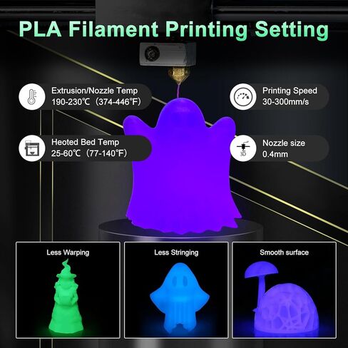خيوط طابعة ثلاثية الأبعاد تتوهج في الظلام PLA 1.75 مم دقة الأبعاد +/- 0.02 مم 1 كجم 2.2 رطل بكرة لامعة أنيقة مناسبة على نطاق واسع لمعظم طابعات FDM ثلاثية الأبعاد تتوهج باللون الأرجواني الداكن in Kuwait