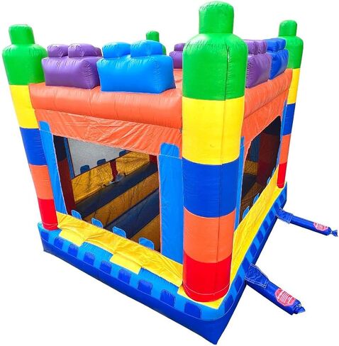 Pogo Bounce House Crossover Building Block Castle Inflatable Bounce (without Blower) - 13 x 12 x 14.5 Foot - Big Inflatable Bouncer House Castle Unit for Kids - Jumphouse for Toddlers - Outdoor Party in Kuwait