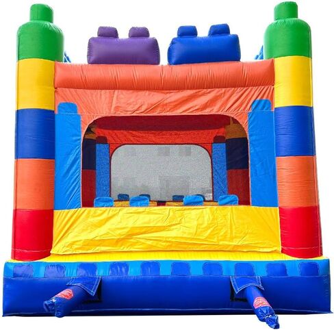 Pogo Bounce House Crossover Building Block Castle Inflatable Bounce (without Blower) - 13 x 12 x 14.5 Foot - Big Inflatable Bouncer House Castle Unit for Kids - Jumphouse for Toddlers - Outdoor Party in Kuwait