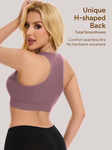 HBselect 5 Pack Sport Bras for Women, Seamless Comfortable Yoga Bra with Removable Pads in Kuwait