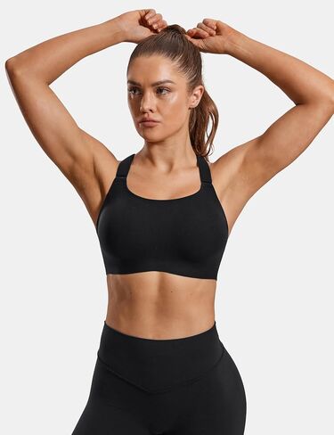 SYROKAN Power On Front Adjustable Criss Cross Back Sports Bra for Women High Impact Wireless Bras in Kuwait