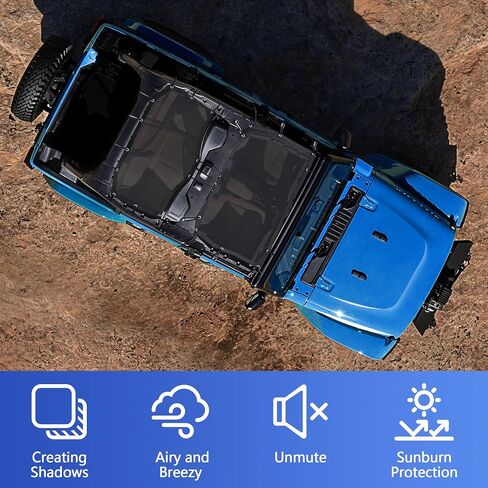 Top Sun Shade Roof متوافق مع Wrangler JL 4 Door 2024 Sunshade Sunrack Bikini Cover Cloks UV Wind Noise Mest in Kuwait