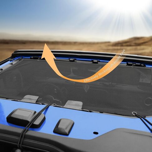 Top Sun Shade Roof متوافق مع Wrangler JL 4 Door 2024 Sunshade Sunrack Bikini Cover Cloks UV Wind Noise Mest in Kuwait