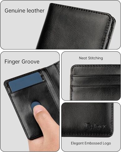 Teskyer Leather Bifold Wallet for Men with Gift Box, Stylish Small Rfid Mens Wallet, W04E210 - Black in Saudi Arabia