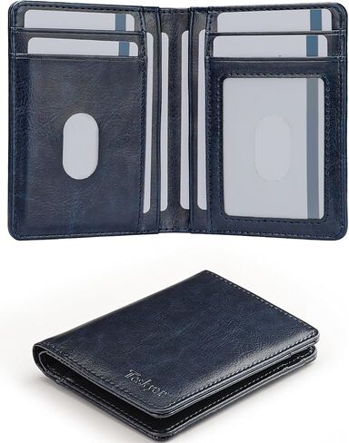 Teskyer Leather Bifold Wallet for Men with Gift Box, Stylish Small Rfid Mens Wallet, W04E210 - Black in Saudi Arabia
