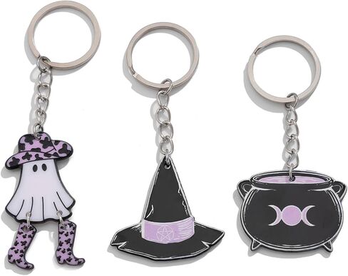 Gothic Horror Skull Halloween Keychain - Cross Pumpkin Ghost Key Chains Halloween Gifts for Women Men DIY Jewelry in Kuwait