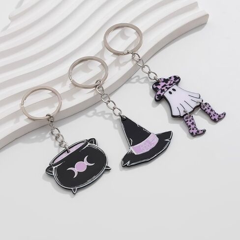 Gothic Horror Skull Halloween Keychain - Cross Pumpkin Ghost Key Chains Halloween Gifts for Women Men DIY Jewelry in Kuwait