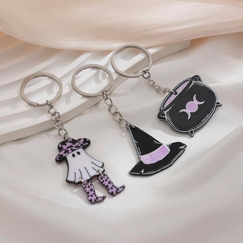 Gothic Horror Skull Halloween Keychain - Cross Pumpkin Ghost Key Chains Halloween Gifts for Women Men DIY Jewelry in Kuwait