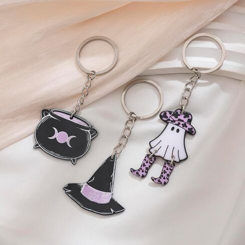 Gothic Horror Skull Halloween Keychain - Cross Pumpkin Ghost Key Chains Halloween Gifts for Women Men DIY Jewelry in Kuwait