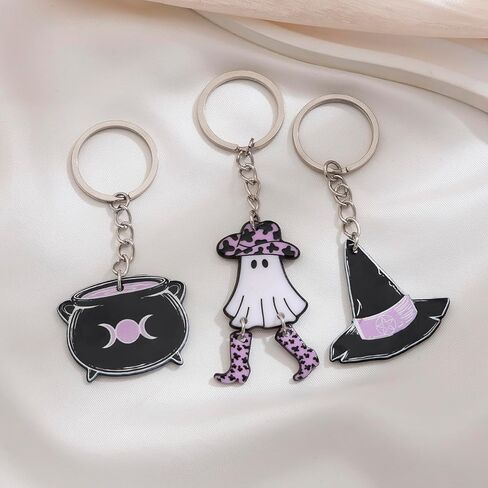 Gothic Horror Skull Halloween Keychain - Cross Pumpkin Ghost Key Chains Halloween Gifts for Women Men DIY Jewelry in Kuwait