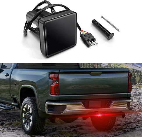 LED Brake Driving Lamp, Towing Hitch Lights, 2''Size 15-LED Brake Light Trailer Hitch Cover, Car Exterior Accessories Trailer Hitch Lights LED Brake Tail Light for Towing Truck SUV RV (Black) in Kuwait