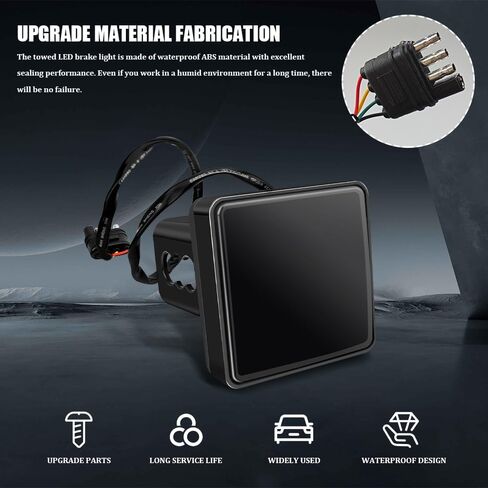 LED Brake Driving Lamp, Towing Hitch Lights, 2''Size 15-LED Brake Light Trailer Hitch Cover, Car Exterior Accessories Trailer Hitch Lights LED Brake Tail Light for Towing Truck SUV RV (Black) in Kuwait