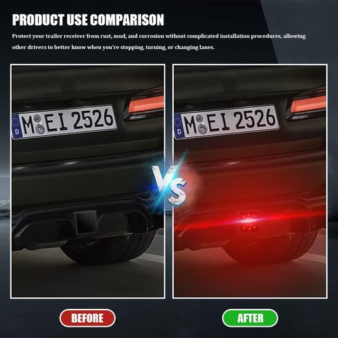 LED Brake Driving Lamp, Towing Hitch Lights, 2''Size 15-LED Brake Light Trailer Hitch Cover, Car Exterior Accessories Trailer Hitch Lights LED Brake Tail Light for Towing Truck SUV RV (Black) in Kuwait