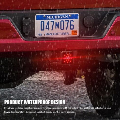 LED Brake Driving Lamp, Towing Hitch Lights, 2''Size 15-LED Brake Light Trailer Hitch Cover, Car Exterior Accessories Trailer Hitch Lights LED Brake Tail Light for Towing Truck SUV RV (Black) in Kuwait