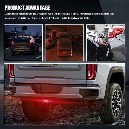 LED Brake Driving Lamp, Towing Hitch Lights, 2''Size 15-LED Brake Light Trailer Hitch Cover, Car Exterior Accessories Trailer Hitch Lights LED Brake Tail Light for Towing Truck SUV RV (Black) in Kuwait