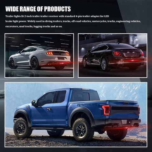 LED Brake Driving Lamp, Towing Hitch Lights, 2''Size 15-LED Brake Light Trailer Hitch Cover, Car Exterior Accessories Trailer Hitch Lights LED Brake Tail Light for Towing Truck SUV RV (Black) in Kuwait