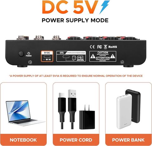 جهاز مزج الصوت D Debra Audio Mini4 وحدة تحكم DJ محمولة ذات 4 قنوات، لوحة خلط الصوت مع USB بلوتوث 48 فولت طاقة فانتوم، وحدة تحكم صوتية لتسجيل البث المباشر لحفلات الزفاف (Mini4) in Kuwait