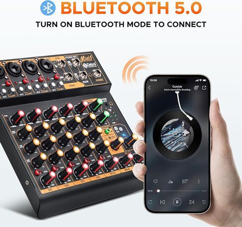 جهاز مزج الصوت D Debra Audio Mini4 وحدة تحكم DJ محمولة ذات 4 قنوات، لوحة خلط الصوت مع USB بلوتوث 48 فولت طاقة فانتوم، وحدة تحكم صوتية لتسجيل البث المباشر لحفلات الزفاف (Mini4) in Kuwait