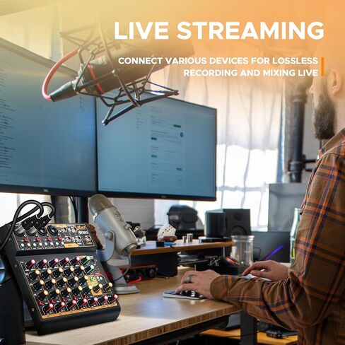 جهاز مزج الصوت D Debra Audio Mini4 وحدة تحكم DJ محمولة ذات 4 قنوات، لوحة خلط الصوت مع USB بلوتوث 48 فولت طاقة فانتوم، وحدة تحكم صوتية لتسجيل البث المباشر لحفلات الزفاف (Mini4) in Kuwait