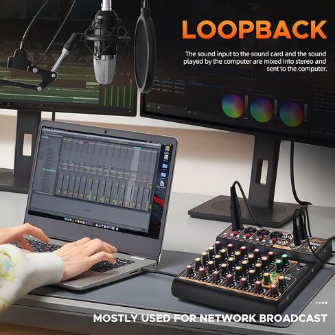 جهاز مزج الصوت D Debra Audio Mini4 وحدة تحكم DJ محمولة ذات 4 قنوات، لوحة خلط الصوت مع USB بلوتوث 48 فولت طاقة فانتوم، وحدة تحكم صوتية لتسجيل البث المباشر لحفلات الزفاف (Mini4) in Kuwait