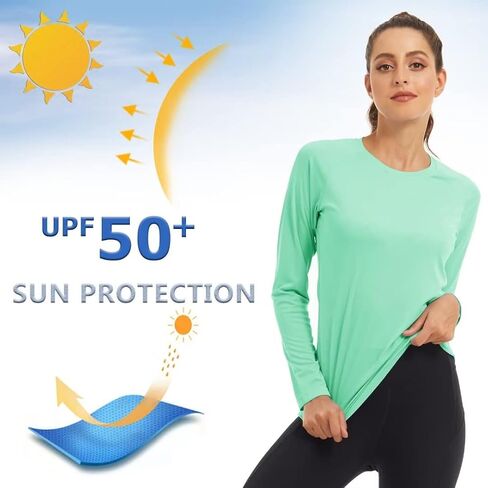 Kfitevd Women's UPF 50+ حماية من أشعة الشمس حارس الطفح طويل الأكمام طاقم الأكمام in Kuwait