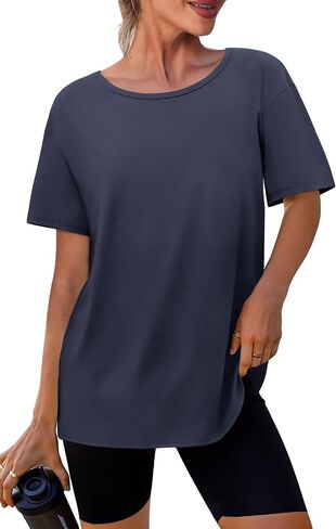 SAMPEEL Womens Workout Tops Oversized T Shirts Loose Fit Crewneck Short Sleeve Summer Sun Protection UPF 50+ in Saudi Arabia