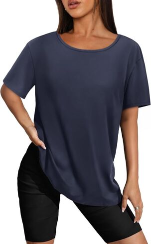 SAMPEEL Womens Workout Tops Oversized T Shirts Loose Fit Crewneck Short Sleeve Summer Sun Protection UPF 50+ in Saudi Arabia
