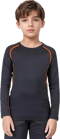 2 Pack Youth Boys & Girls Long Sleeve Compression Shirts Sports Base Layer for Kids Cold Gear in Kuwait