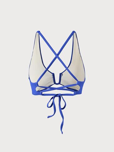 نساء U-Ring Bikini Top Criss-Cross Tie بدون عارية الذروة Ruched Push Up Pated Swimsuit Top in Kuwait