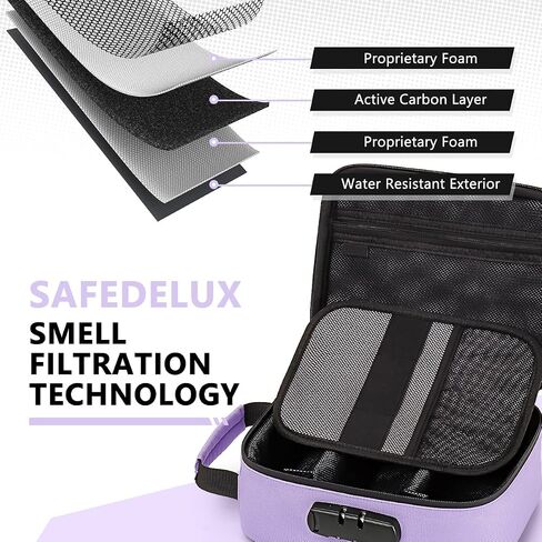 Smell Proof Bag with Combination Lock, Airtight Zippers Carbon Lining & Removable Dividers, Odor Proof Container for Smoking Accessories, Odorless Travel Box Blocks Out Strong Odors in Kuwait