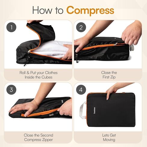 6 Set Compression Packing Cubes. Expandable and Lightweight Packing Cubes for Travel with Laundry Bag. (White). in Saudi Arabia
