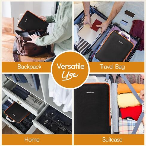 6 Set Compression Packing Cubes. Expandable and Lightweight Packing Cubes for Travel with Laundry Bag. (White). in Saudi Arabia