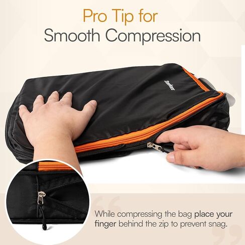 6 Set Compression Packing Cubes. Expandable and Lightweight Packing Cubes for Travel with Laundry Bag. (White). in Saudi Arabia