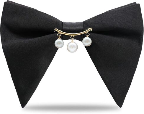 Oversized Bow Ties for Men, Mens Bow Tie with Pearl Decoration Adjustable Pre-tied Bowtie for Wedding Party Banquet in Saudi Arabia
