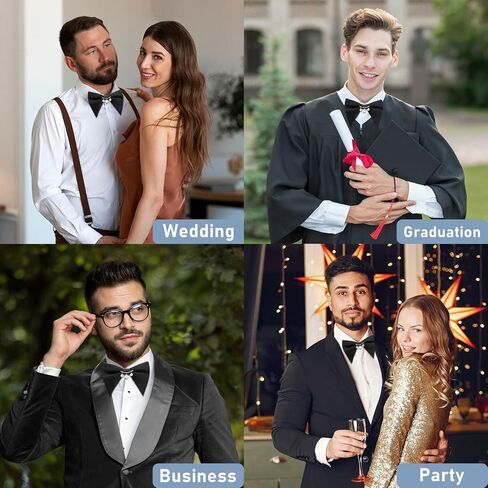 Oversized Bow Ties for Men, Mens Bow Tie with Pearl Decoration Adjustable Pre-tied Bowtie for Wedding Party Banquet in Saudi Arabia