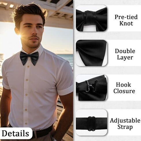 Oversized Bow Ties for Men Pre-tied Adjustable Bowties Men, Solid Color Mens Bow Tie for Wedding Suit Tuxedo Shirt in Saudi Arabia