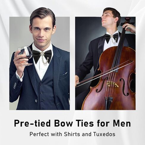 Oversized Bow Ties for Men, Mens Bow Tie with Pearl Decoration Adjustable Pre-tied Bowtie for Wedding Party Banquet in Saudi Arabia