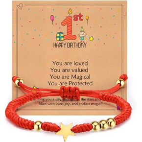 MEALGUET Happy Birthday Wish Bracelet for Kids : Protection Good Luck Handmade Braided Red String Star Charm Bracelet Jewelry Make A Wish Birthday Gifts for Children Boys Girls Toddler Baby