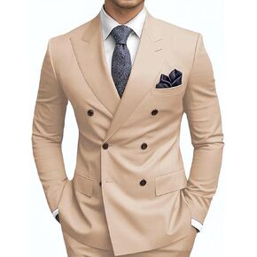 Mens Suits 3 Piece Slim Fit Double Breasted Suits for Men Formal Jacket Vest Pants Wedding Prom Men's Suit Tuxedo Set
