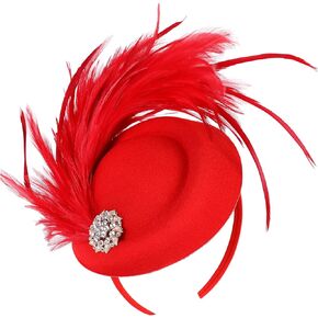 BABEYOND Fascinator Hat for Women Tea Party Kentucky Derby Pillbox Headpiece Costume Feathers Carnival Head Wear