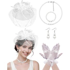 1920s Vintage Fascinators Hat Set for Women Tea Party Hats for Cocktail Wedding Fancy Dress Party