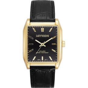 Miykon Vintage Watches for Men - Tank Square Adalog Watch مع حزام معصم من الجلد الأصلي لللباس الكلاسيكي - أيون مصقول ، زجاج مقاوم للخدش ، الكوارتز الياباني ، مقاوم للماء إلى 100 قدم